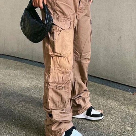 Vintage Cargo Pants Baggy Jeans Women Fashion 90s Streetwear Pockets Wide Leg - Picture 4 of 4